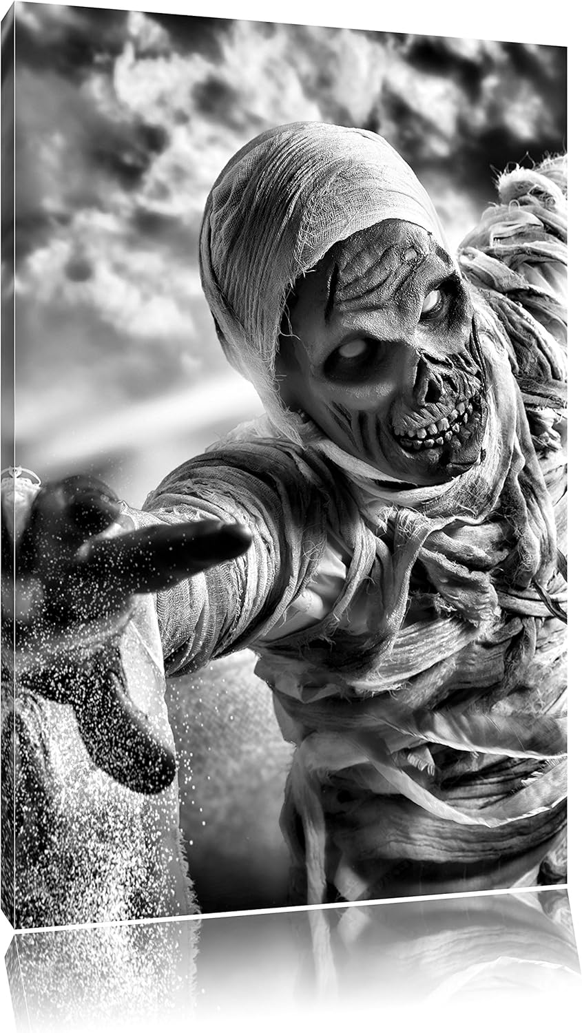 Pixxprint Mumie greift an als Leinwandbild/Grösse: 100x70 cm/Wandbild/Kunstdruck/fertig bespannt, 10