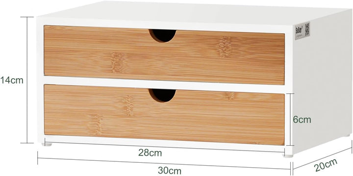 SoBuy® FRG180-WN Kaffeekapsel Box aus MDF und Bambus Kapselspender Kapselständer mit 2 Schubladen Au