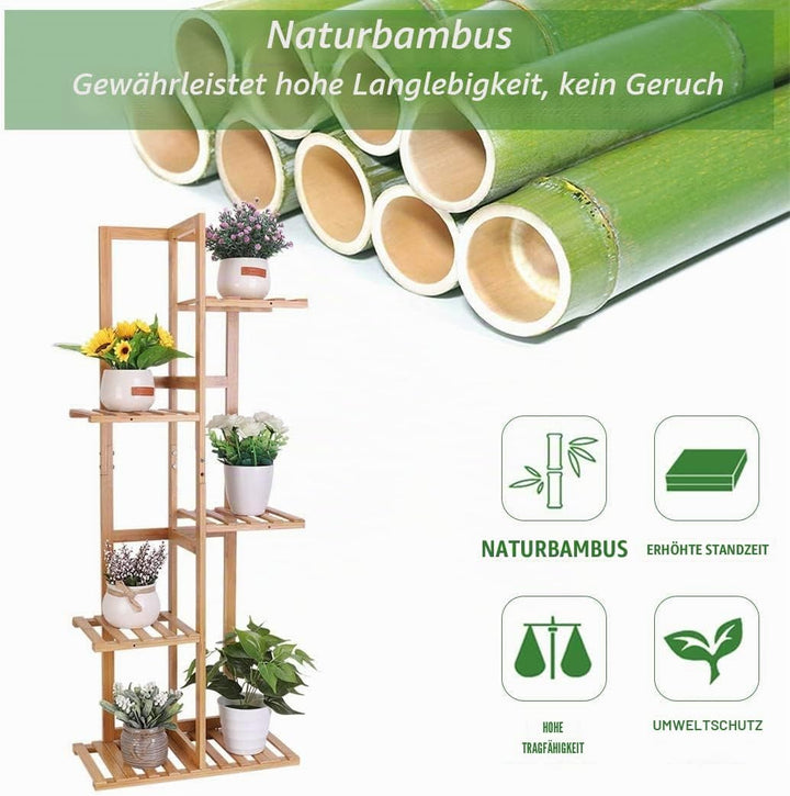 Medla Pflanzenregal Holz, Blumenständer mehrstöckig 7 Ablagen, Pflanzentreppe Blumenregal Standregal