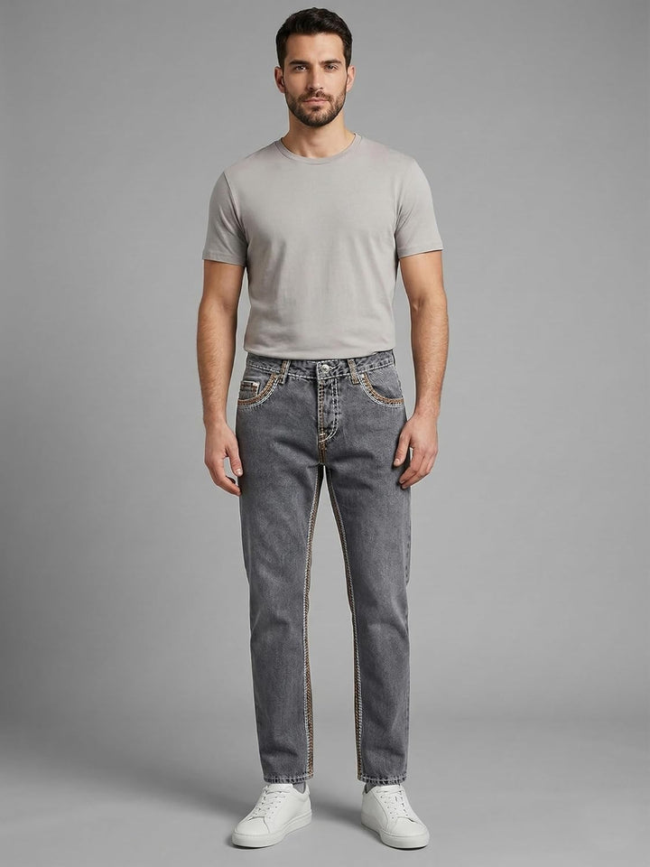 Rock Creek Herren Designer Jeans Hose Dicke Nähte Vintage Blau RC-2056 29W / 30L Dunkelgrau - Rc-216