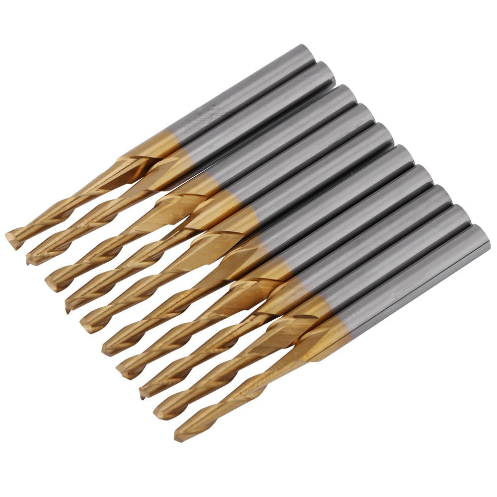 10 pcs Schaftfräser Hartmetall Coated Fräsbohrer Doppel-Fräser Fräserset 3.175mm Schaft 2mm Schneidk