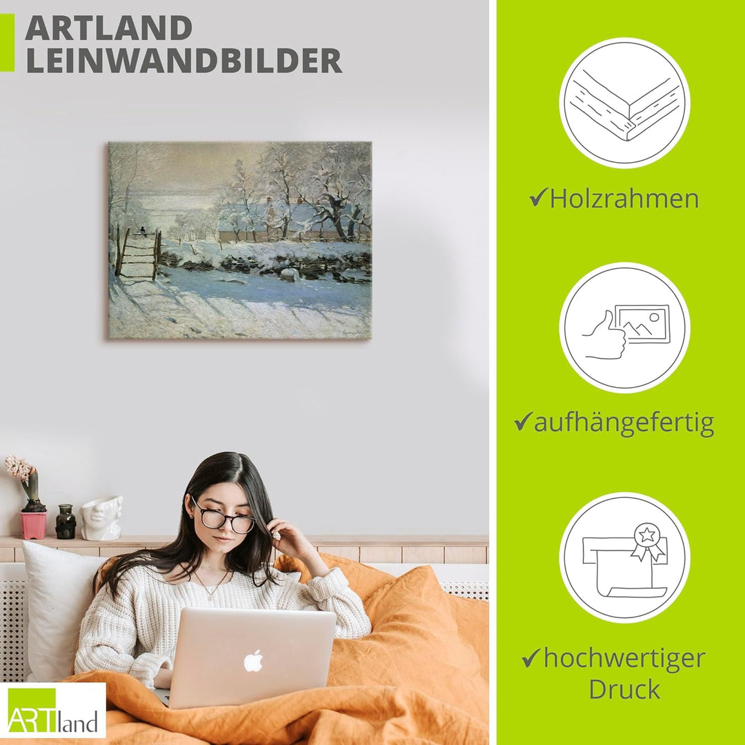 ARTland Leinwandbild Wandbild Bild auf Leinwand 60x45 cm Wanddeko Landschaften Wintergarten Bäume Sc