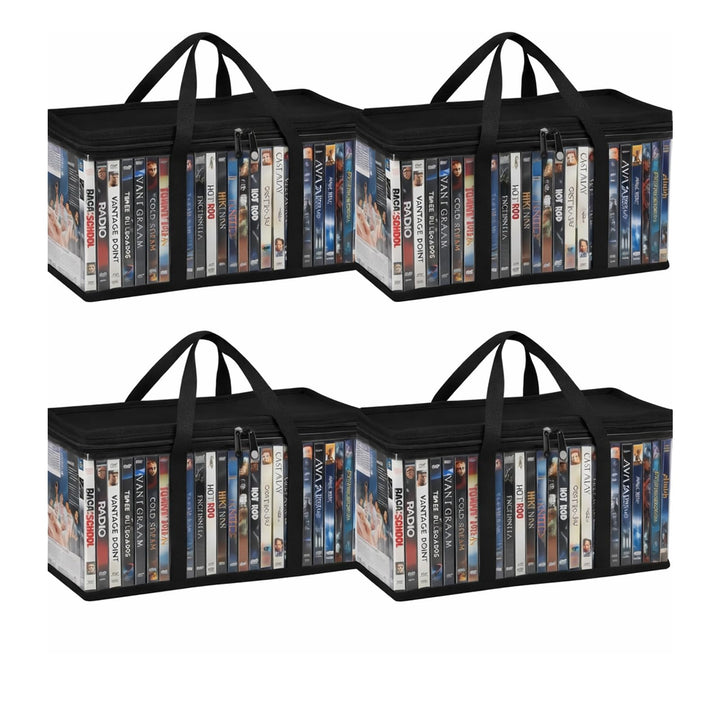 DVD Aufbewahrungstaschen 4er Set, Grosse Kapazität für 160 DVDs/CDs, Transparente PVC Media Organize