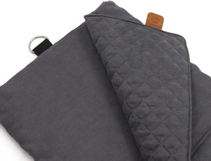 Paws&Co Hundedecke für unterwegs faltbar tragbar perfekt für Camping Picknick Outdoor (Grau, 100x65c