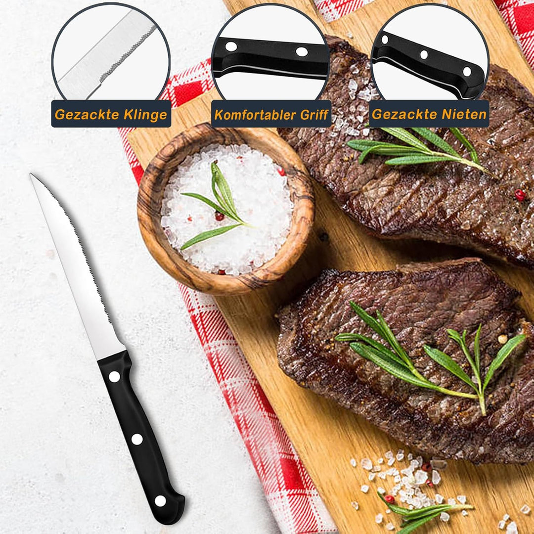 Besteck Set 12 Personen, Hunnycook 72 teilig Essbesteck mit Steakmesser, Besteckset Edelstahl mit Me