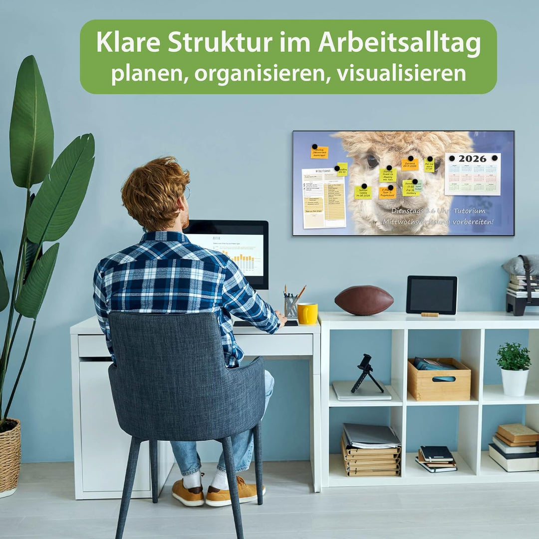 banjado Magnettafel schwarz 78 x 37cm / Magnetwand Metall/Magnetpinnwand als Memoboard/Pinnwand Magn