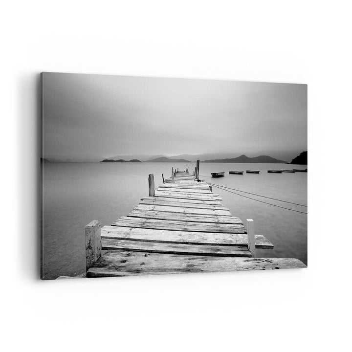 ARTTOR Bilder auf Leinwand 100x70cm Leinwandbild mit Rahmen Brücke See Gross Wanddeko Bild Schlafzim