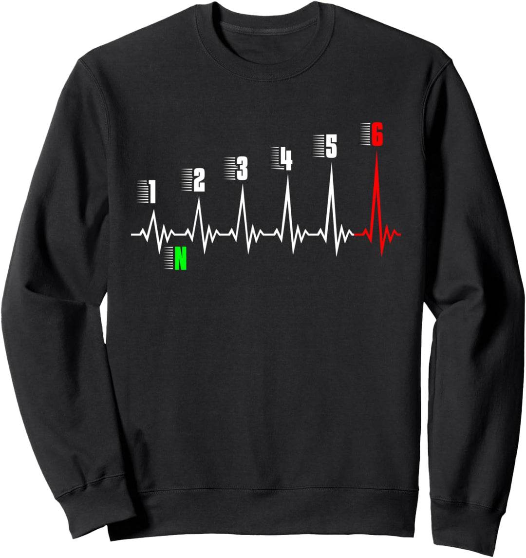 Herzschlag eines Motorradfahrers: 1N23456 - Motorrad Sweatshirt