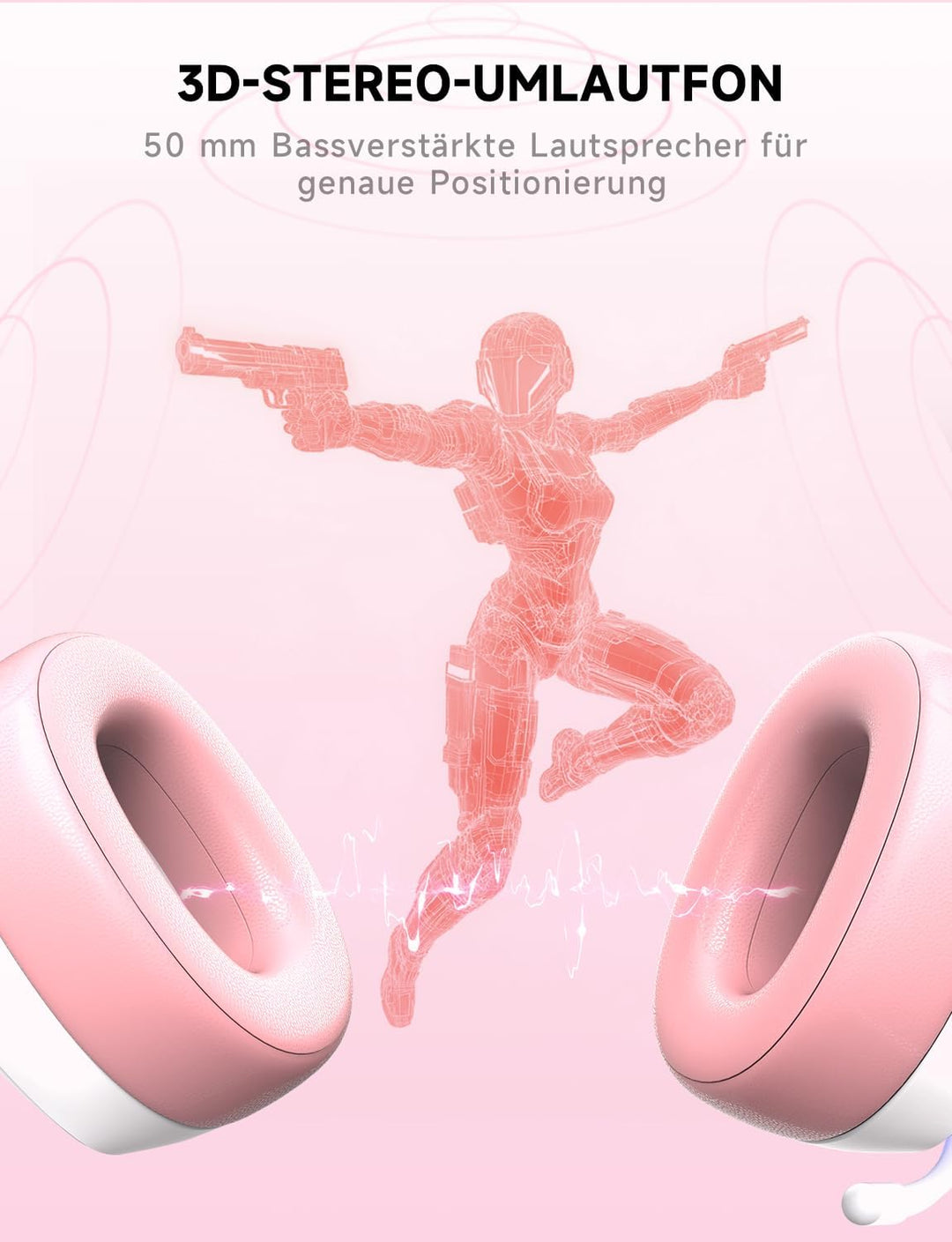 PS5 Headset Wireless, Gaming Headset für PS5, PS4, PC, Switch, Kopfhörer Kabellos Bluetooth 5.3, 2.4