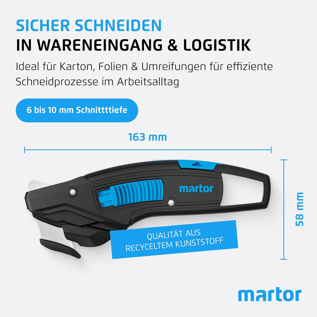 MARTOR Sicherheitsmesser, Verdeckte Klinge, SECUMAX 370, Profi Cuttermesser, Vergrösserbare Schnittt