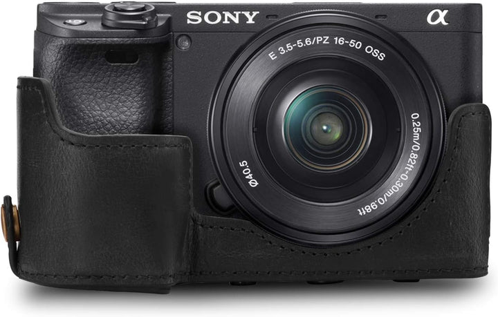 MegaGear MG1660 Ever Ready Kameratasche aus Leder, kompatibel mit Sony Alpha A6100, A6400 (18-135 mm