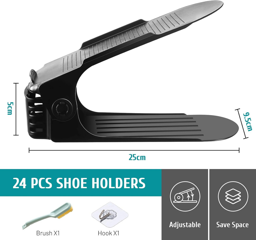 UCAMP Einstellbare Schuhregale,24 Stück Rutschfest Schuhstapler Doppelschicht Schuhhalter Platzspare