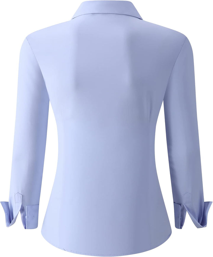 Alex Vando Bluse Damen Langarm Hemd Damen Stretch – Business Button Down Shirts, Bügelfrei Arbeitshe