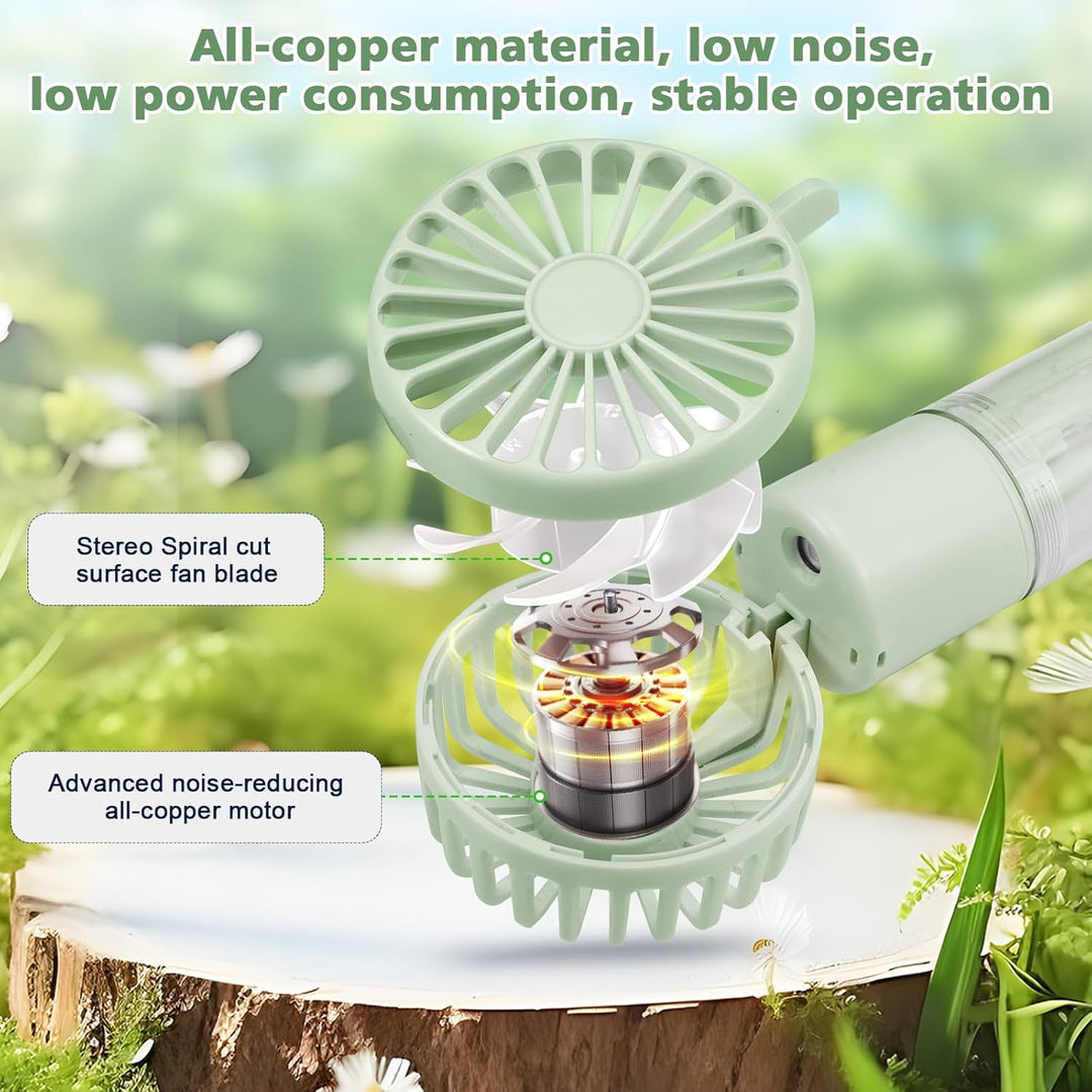 JIZZU Tragbarer Handventilator mit Wassernebel, 4000mAh Mini Ventilator USB, Wasserventilator mit 4
