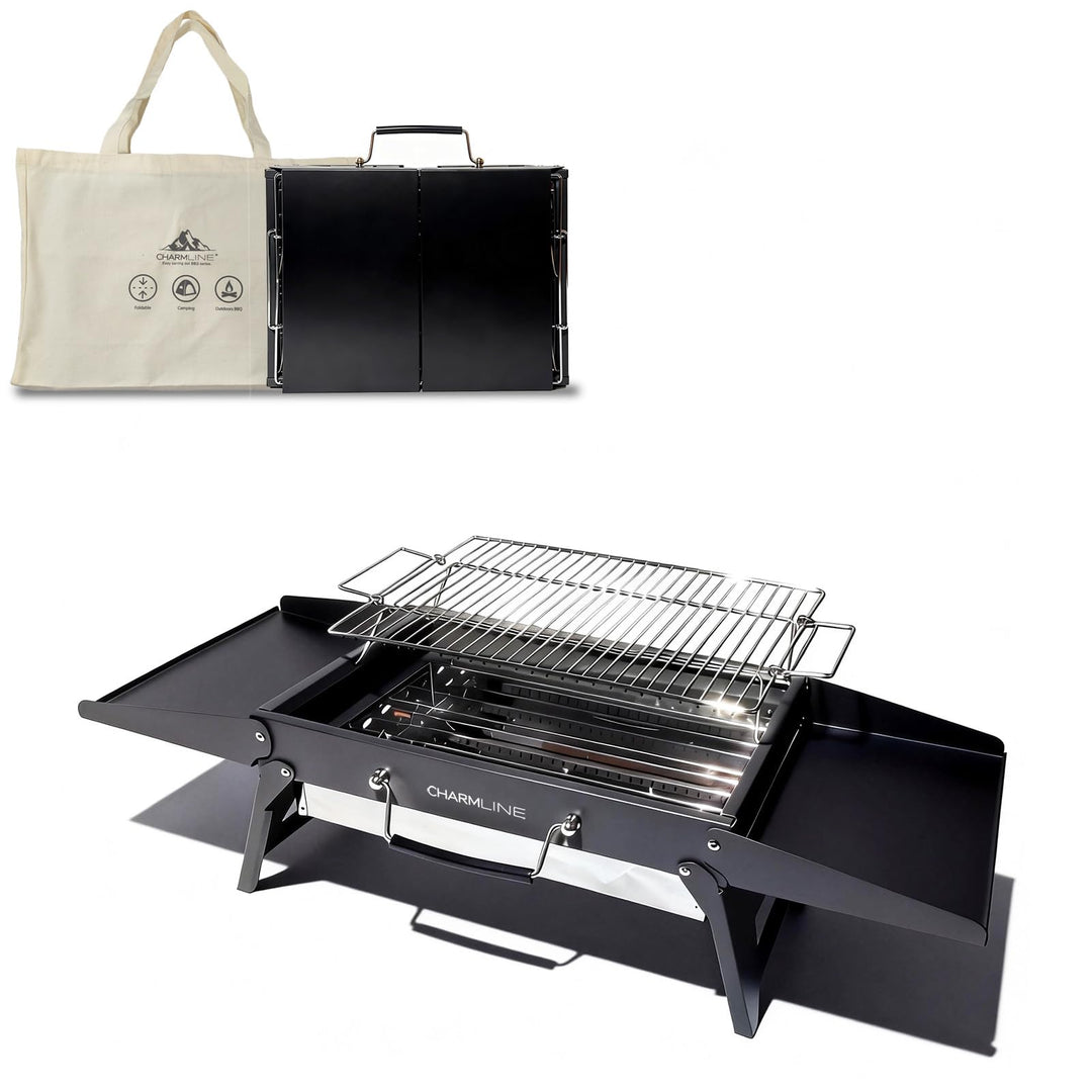Charmline 39x27cm Foldable Portable Holzkohlegrill, Kleiner Campinggrill Holzkohle, Picknickgrill Gr