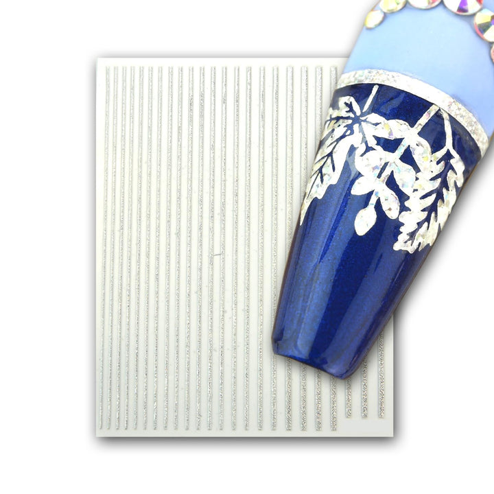 3 Blatt Nail Art Flexxies - Flexible Dekostreifen, 13 glimmer silber, 13 Glimmer Silber