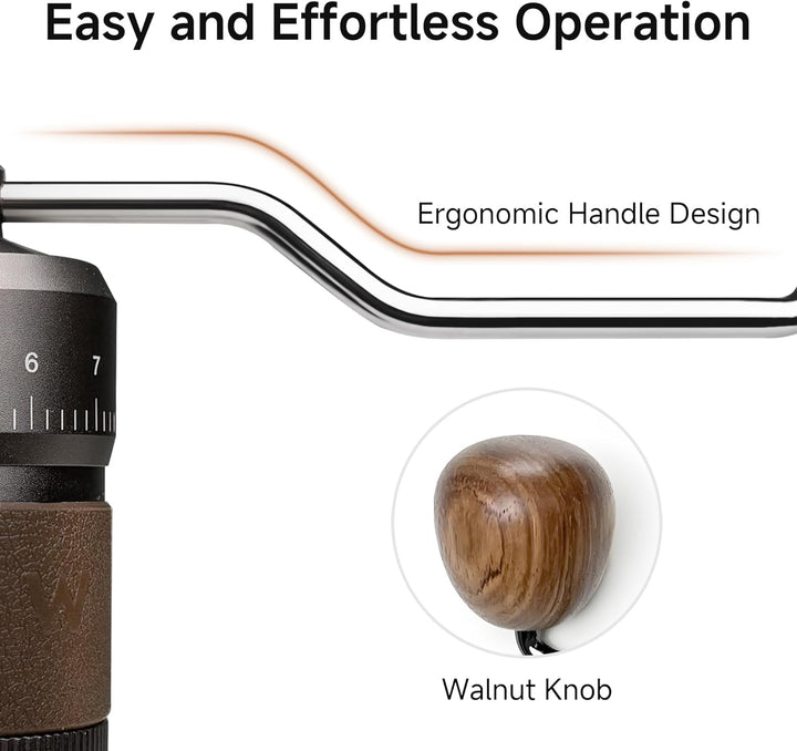 HiBREW G4B Manuelle Kaffeemühle mit externem verstellbarem Zifferblatt, konische Aluminium-Mühle, nu