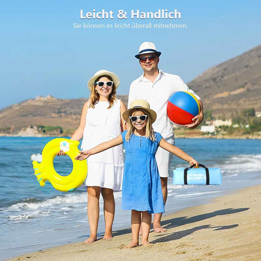 Strandmuschel Tragbarer Strandzelt Sonnenschutz Windschutz Zelt mit UV-Schutz 50+ Camping Zelt für S