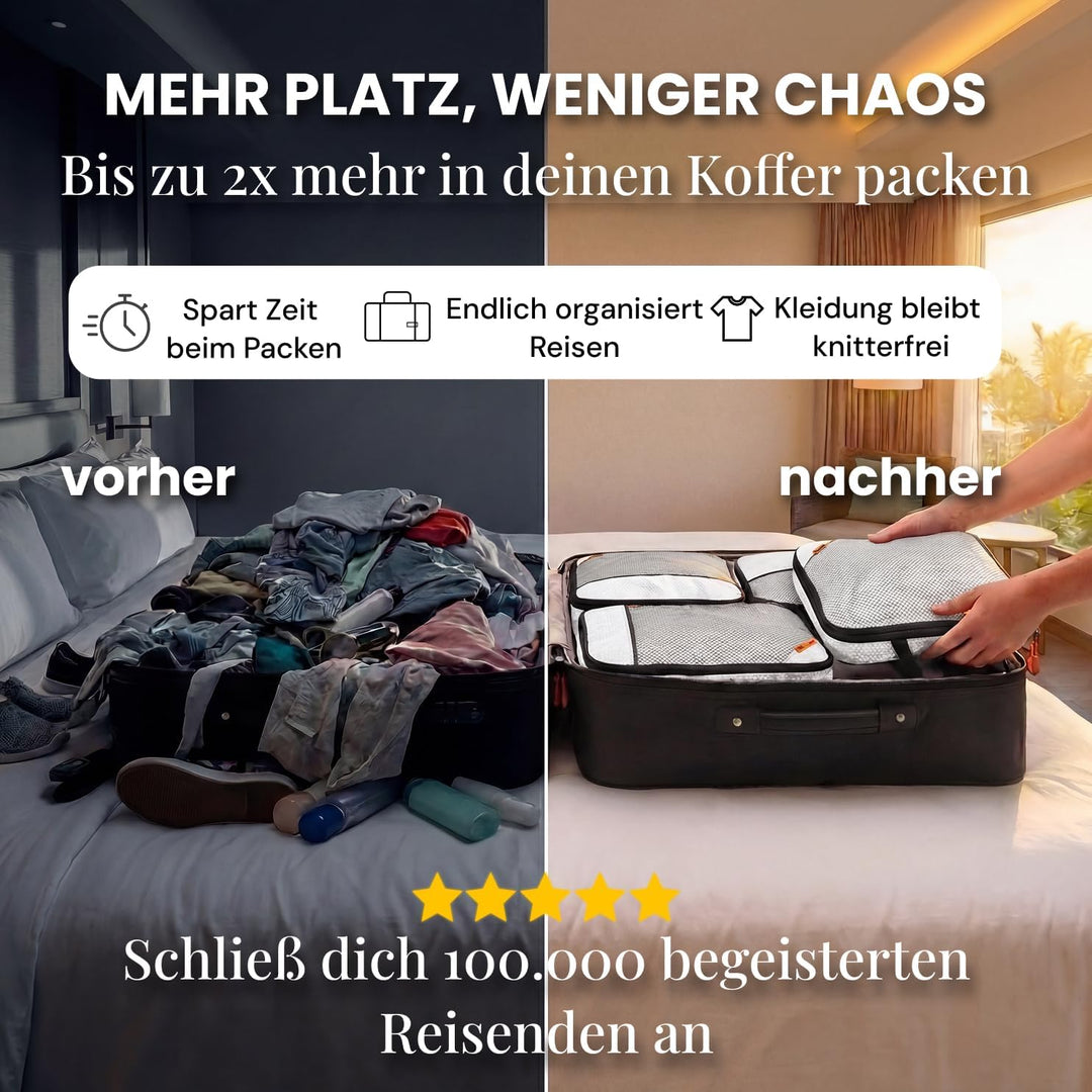Compression Packing Cubes Set für mehr Platz im Koffer & Backpack - Packwürfel Packing Cubes Compres