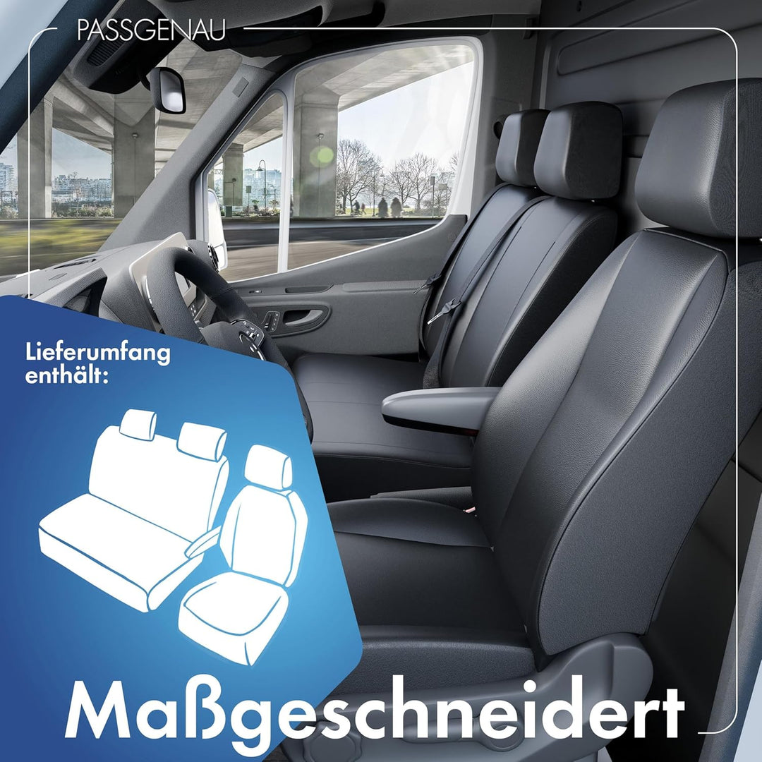 Walser Transporter Sitzbezüge Auto kompatibel mit Mercedes-Benz Sprinter, VW LT, Einzelsitz Armlehne