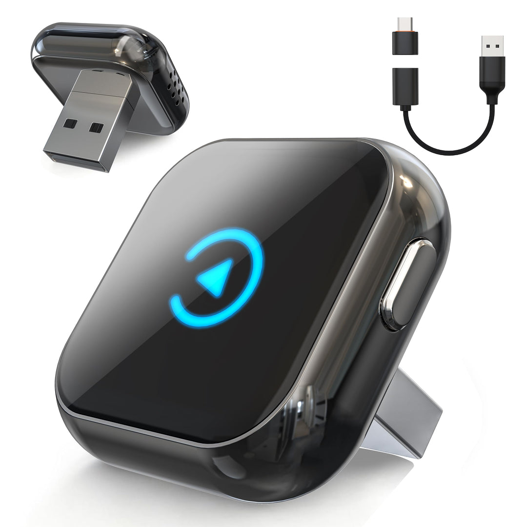 2026 Verbesserter 2-in-1 CarPlay Wireless Adapter mit Instant 2-Phone Switch für Apple CarPlay/Andro