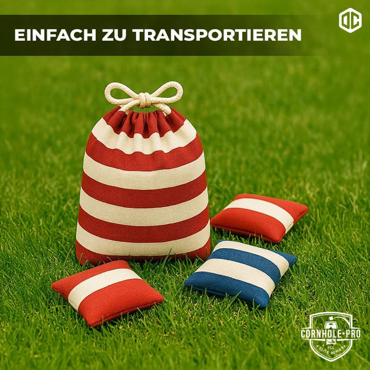 Offizielles Cornhole Spiel – 90×60 cm – 8 Säckchen – Robustes Wurfspie