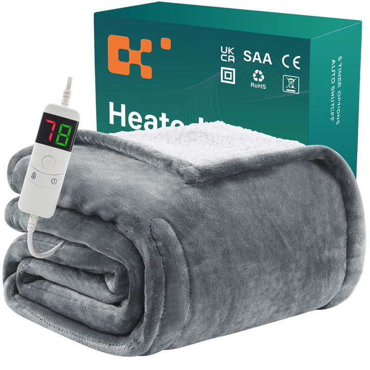 BOMOVA Heizdecke mit Abschaltautomatik,Wärmedecke,Kuscheldecke flauschig,10 Heizstufen & 5-Stunden-T