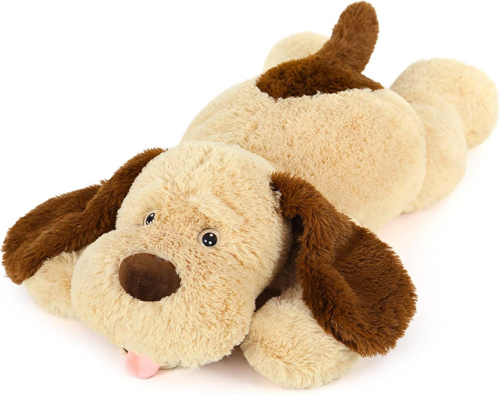MorisMos 80cm lang Hund Kuscheltier gross XXL, weich Braun Hünde Plüschtier Stofftier, riesen Gefüll