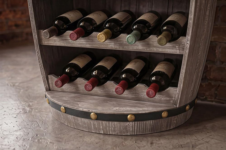riess-ambiente.de Authentisches Weinregal Bodega 80cm Natur Weinfass Shabby Pinie