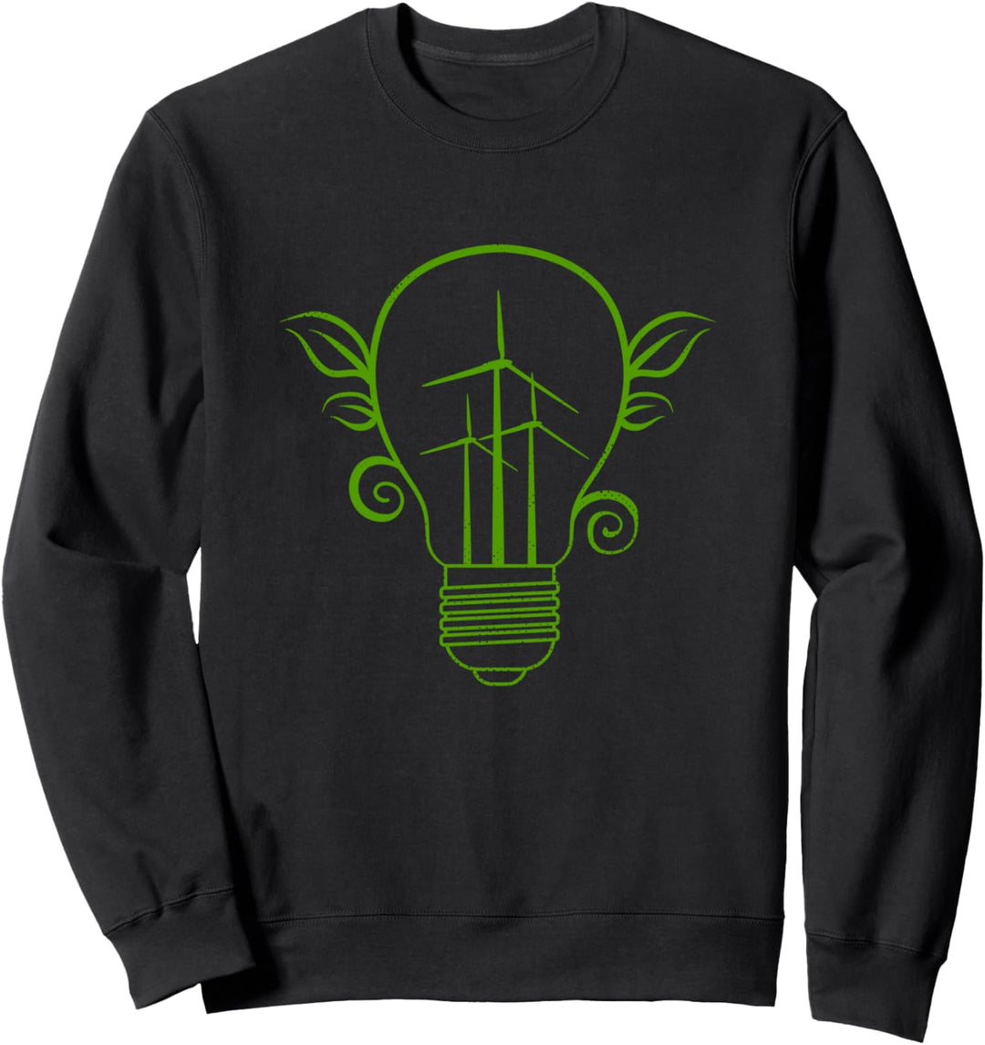 Windrad Glühbirne Solarenergie Globale Erwärmung Earth Day Sweatshirt