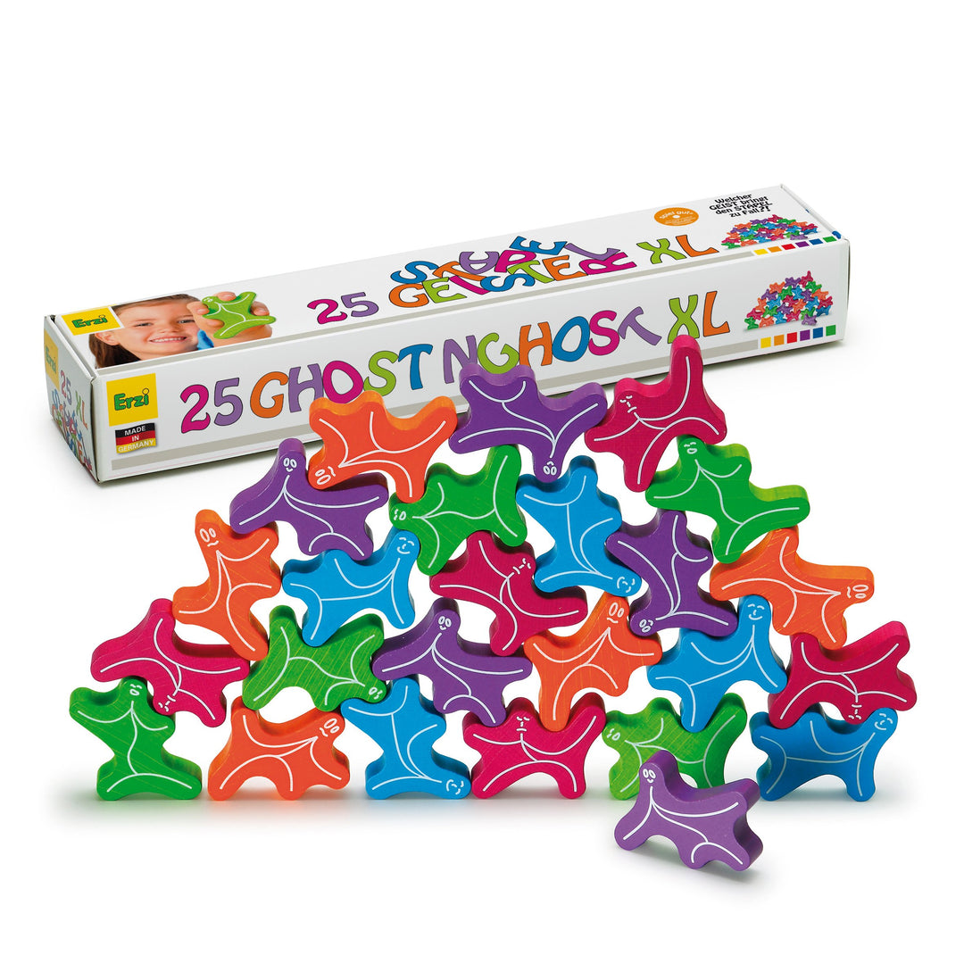 Erzi 42264 Stapelgeister XL aus Holz, Lernmaterial, Kreativität, Stapelspiel
