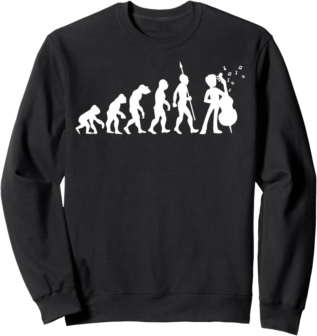 Violoncello Kontrabass Lustig Fun Bassist Musiker Evolution Sweatshirt