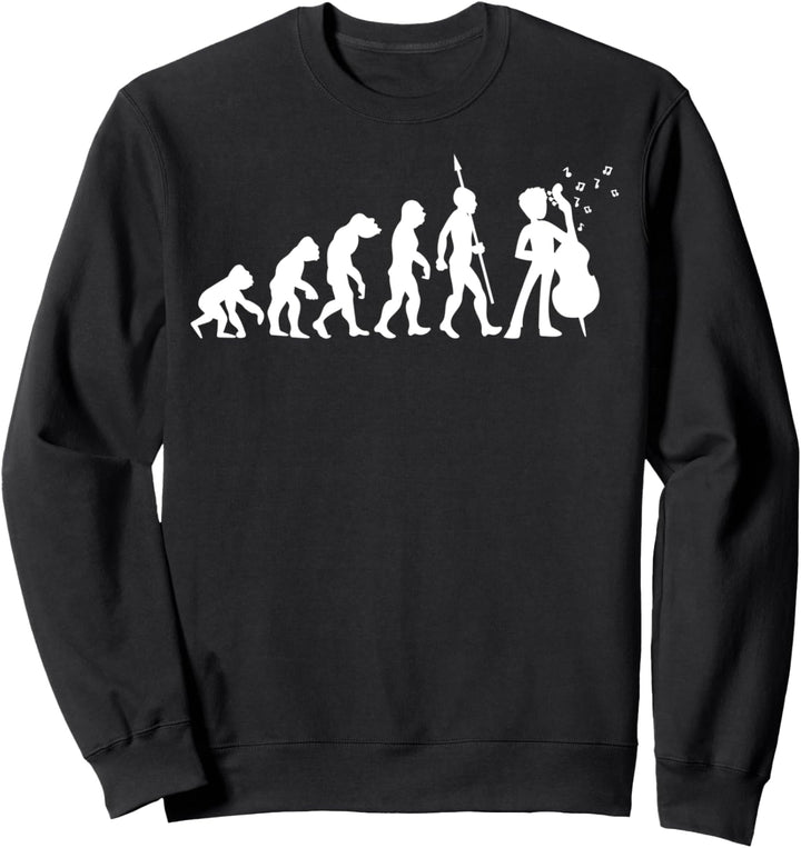 Violoncello Kontrabass Lustig Fun Bassist Musiker Evolution Sweatshirt