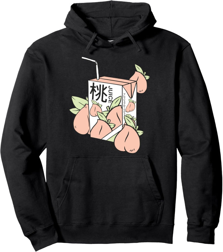 90s Japanese Aesthetic Peach Juice Pullover Hoodie