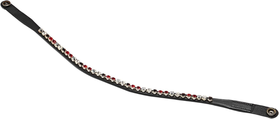 PresTeq Faysport Shinebright Brow Band Black Bordeaux Cob, Schwarz / Burgunderrot Cob