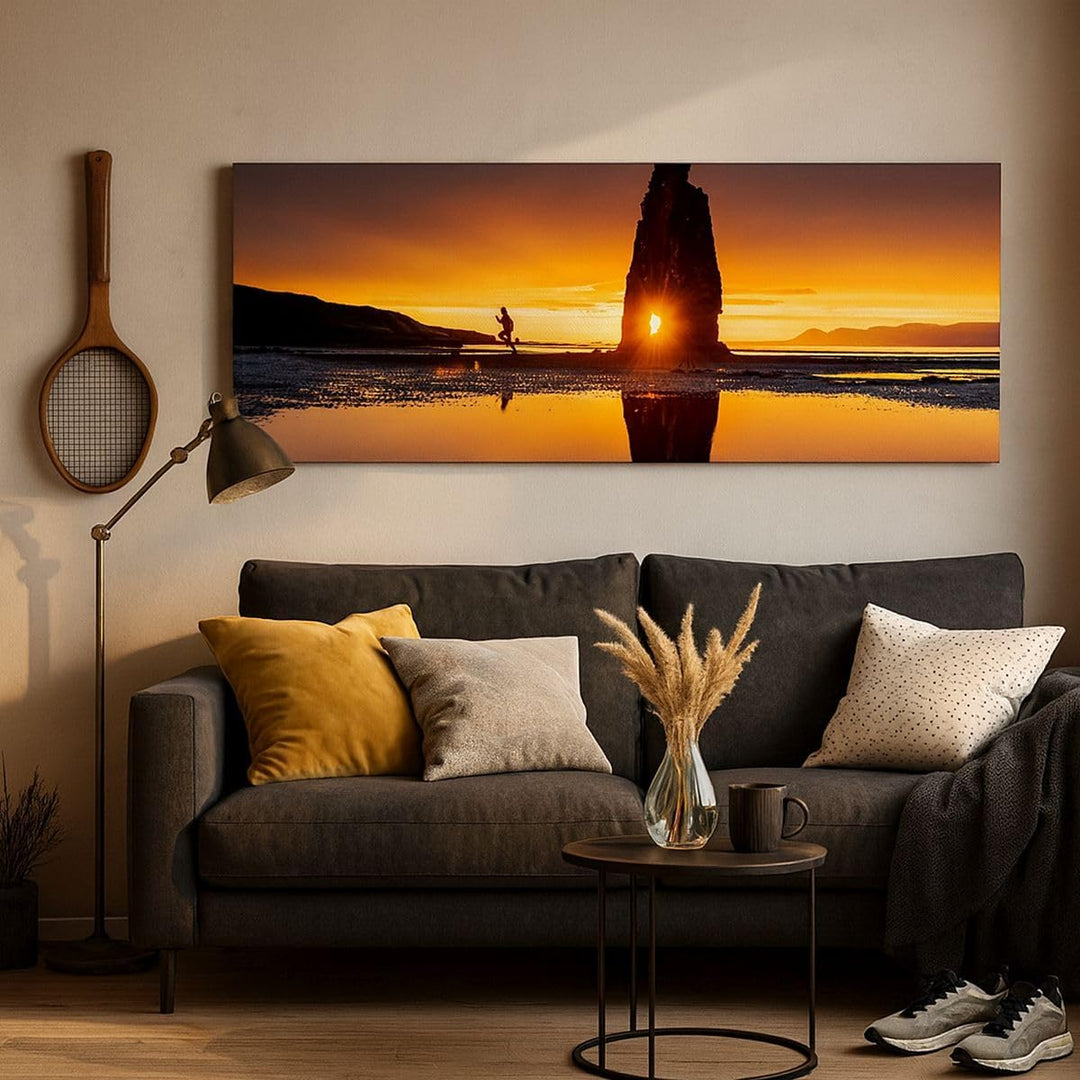 Panorama Bilder auf Leinwand 100x40cm Leinwandbild Meer Felsen Wasser Gross Wanddeko Bild Schlafzimm