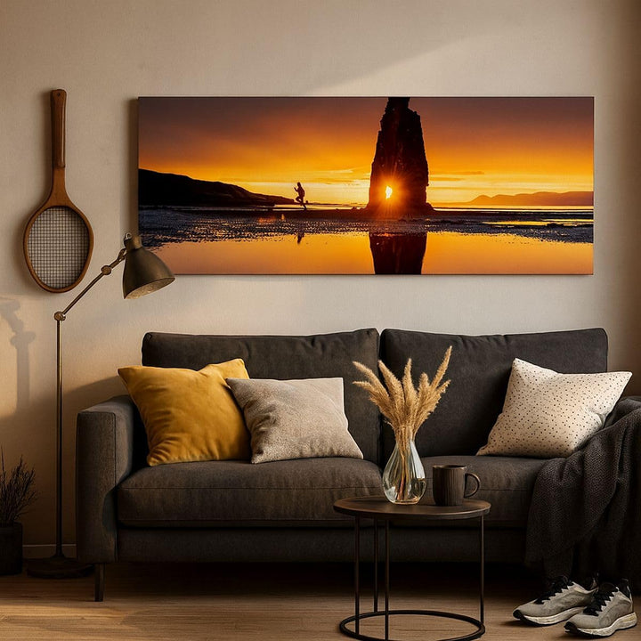 Panorama Bilder auf Leinwand 100x40cm Leinwandbild Meer Felsen Wasser Gross Wanddeko Bild Schlafzimm