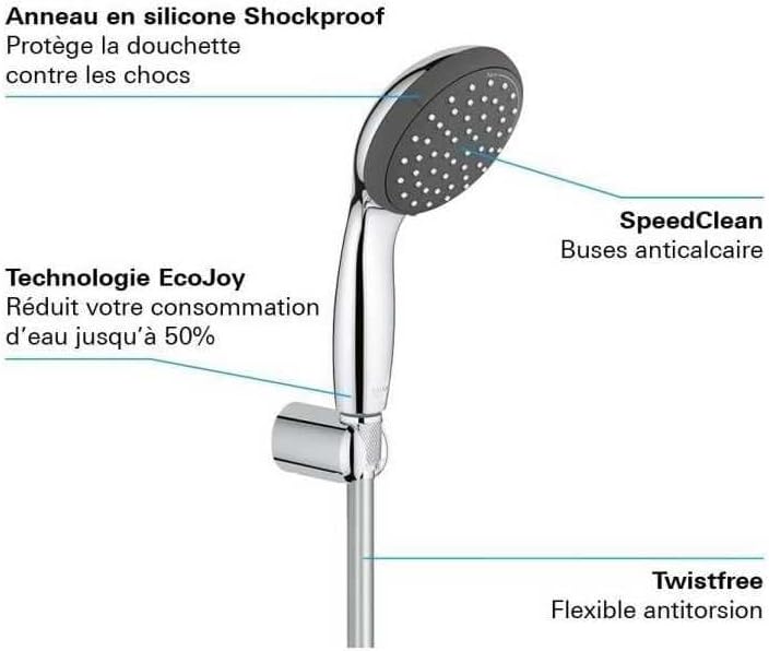 GROHE Vitalio Start 100 | Wandhalterset 2 Strahlarten | chrom | 27950000, 2 Strahlarten