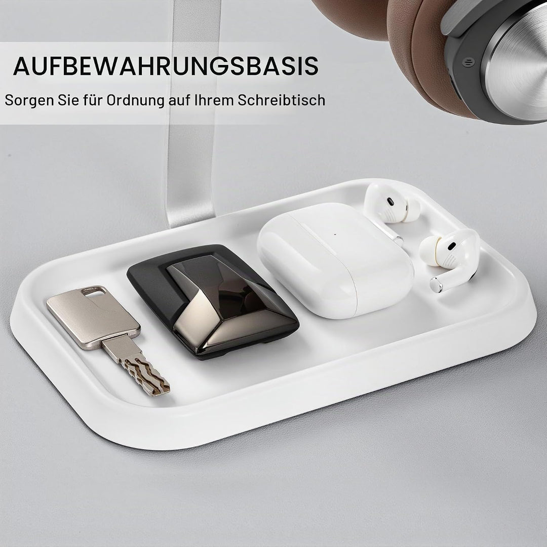 Doppel Kopfhörer Ständer, Stabiler Doppel Headset Halterung mit Ablagefach, Schwere Basis Gaming Kop