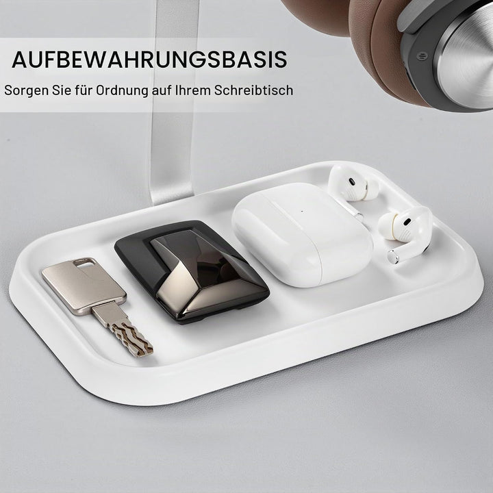 Doppel Kopfhörer Ständer, Stabiler Doppel Headset Halterung mit Ablagefach, Schwere Basis Gaming Kop