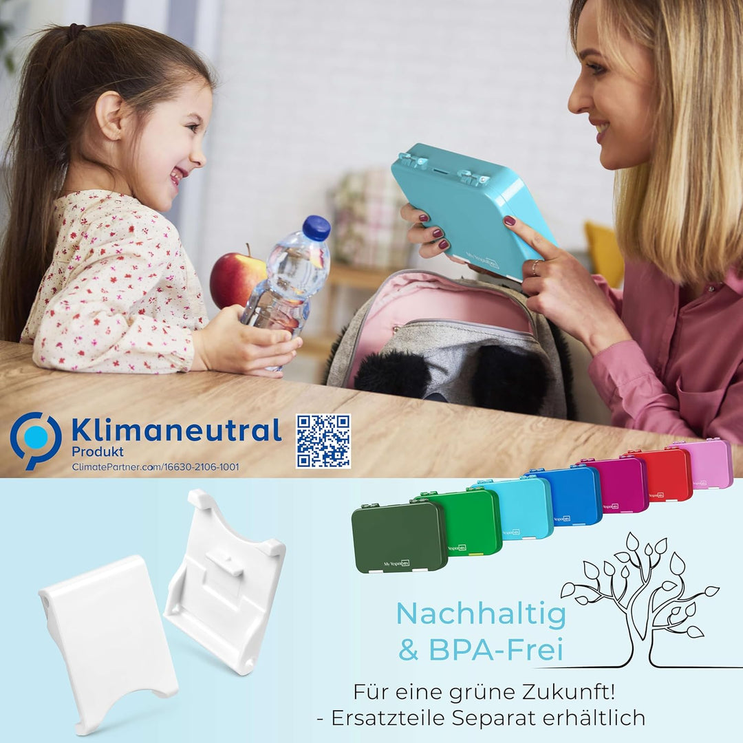 My Vesperbox – Len - Bento Box Kinder - Lunchbox mit 4+2 Fächern - extrem robust – Brotdose – Brotbo