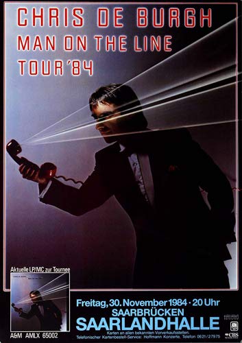 Chris de Burgh - Man On Tour, Saarbrücken 1984 » Konzertplakat/Premium Poster | Live Konzert Veranst