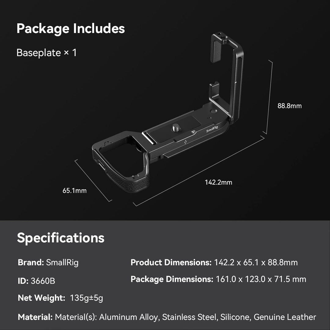 SMALLRIG A7 IV / A7S III / A1 L-Bracket für Arca-Typ, A7 IV L Winkel L-Bracket L-Schnellwechselplatt