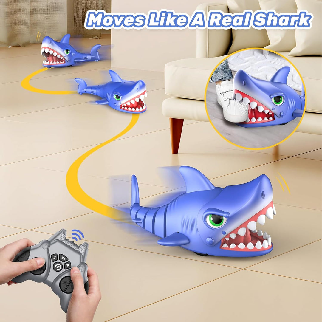 RC Hai Spielzeug 2.4GHz mit Sound &amp; Beiss-Action - Interaktives ferngesteuertes Roboter Auto für Kin