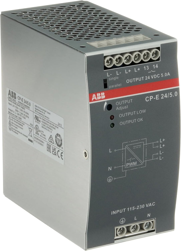 ABB CP-E Switch-Mode DIN-Schienen Netzteil 120W, 90 → 132 V ac, 180 → 264 V ac, 210 → 375V dc,