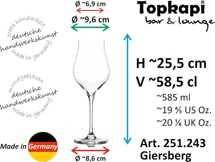 Topkapi elite Aperol Spritz Glas Giersberg XL– Aperol Spritz Gläser, Cocktail Glas, 585ml, Mundgebla