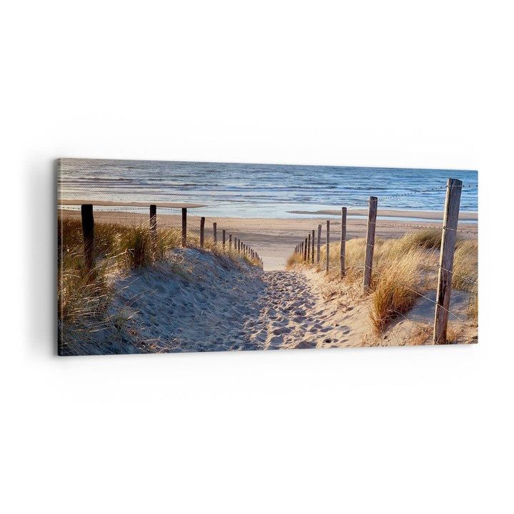 Panorama Bilder auf Leinwand 100x40cm Leinwandbild Meer Strand Düne Gross Wanddeko Bild Schlafzimmer
