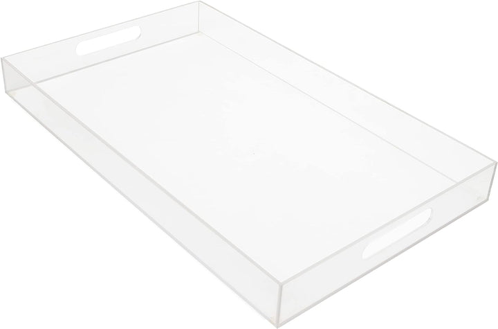 Kurtzy Serviertablett Kunststoff Acryl Klar Tablett mit Henkel – L50xB30cm Tablett Rechteckig Grosse