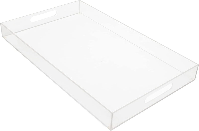 Kurtzy Serviertablett Kunststoff Acryl Klar Tablett mit Henkel – L50xB30cm Tablett Rechteckig Grosse