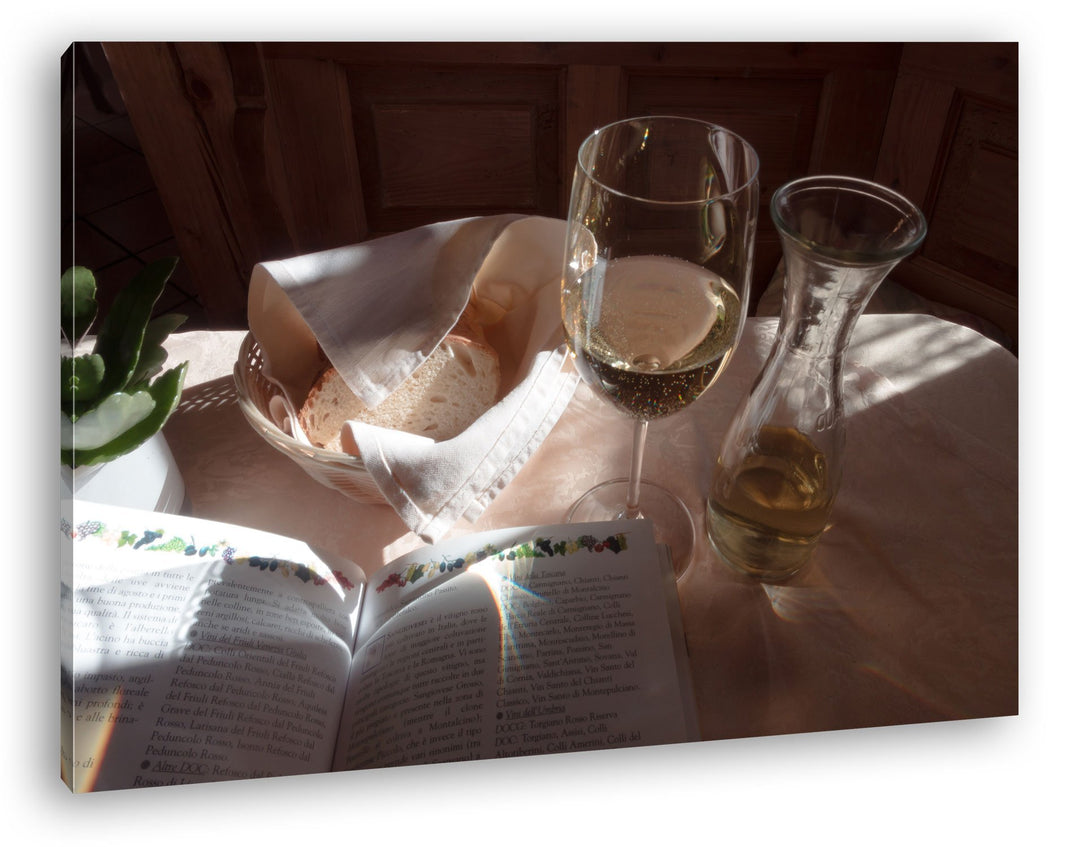 deyoli Brot und Wein Format: 100x70 als Leinwand, Motiv fertig gerahmt auf Echtholzrahmen, Hochwerti
